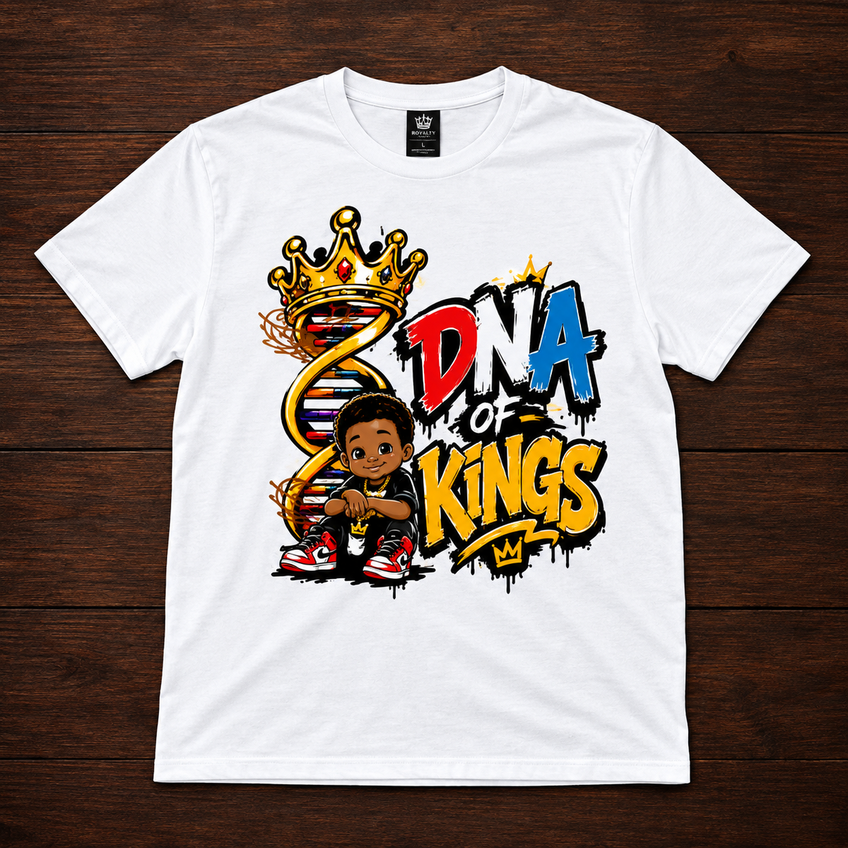 Motto Company Clothing DNA of Kings Red, White & Blue Tee