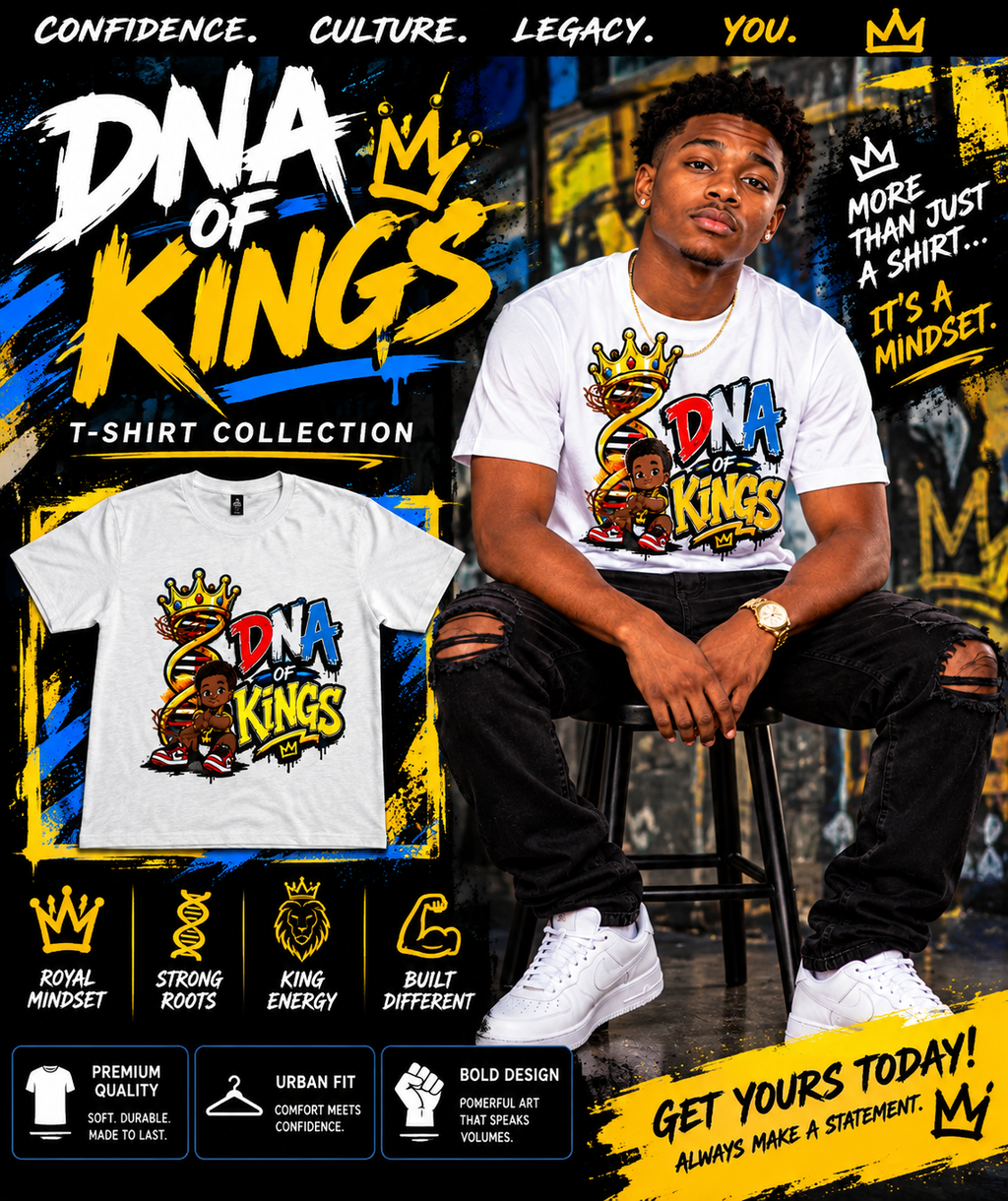 Motto Company Clothing DNA of Kings Red, White & Blue Tee