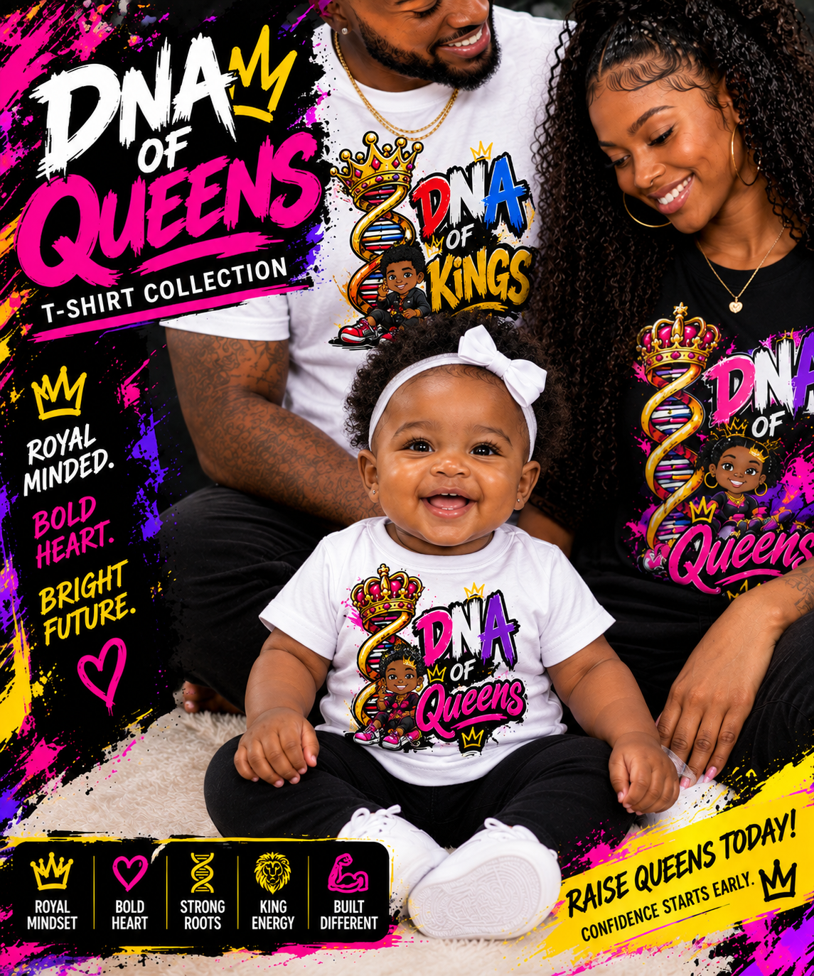 Motto Company Clothing DNA of Queens Pink, White & Purple Tee